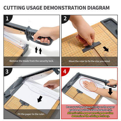 JIELISI Holz-Guillotine-Papierschneider Manuell – 32 Blatt A4