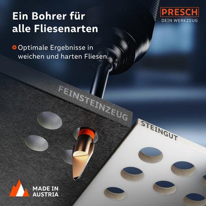 PRESCH Fliesenbohrer Set 3tlg. 6/8/10 mm für Feinsteinzeug und Glas