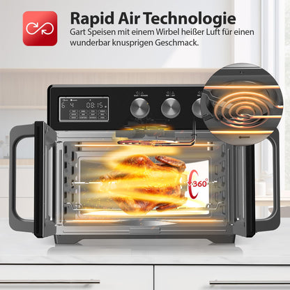 TurboTronic 4in1 Mini Backofen – 32L Heissluftfritteuse Schwarz