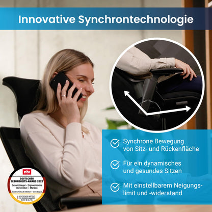 Ergotopia NextBack Ergonomischer Bürostuhl - mit Kopfstütze