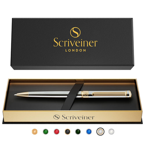 Scriveiner Kugelschreiber Silberchrom echt vergoldet, Schmidt-Mine
