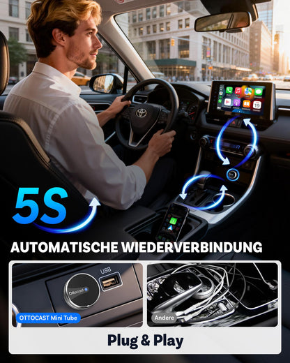 OTTOCAST Mini Tube Wireless CarPlay & Android Auto Adapter