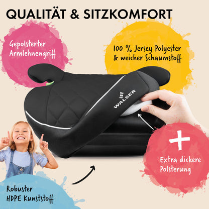 WALSER Andy Kindersitzerhöhung ISOFIX - 125-150cm Schwarz