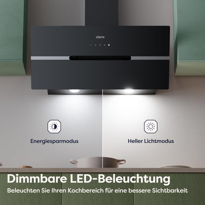 CIARRA CBCB9736F Kopffreie Dunstabzugshaube 90cm Schwarz Wi-Fi