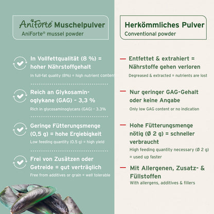 AniForte Grünlippmuschelpulver Hund 500g – Vollfettqualität