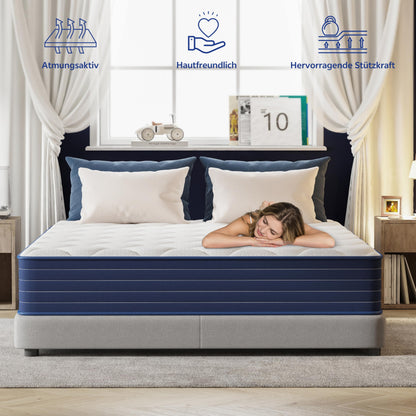 PurrJoys Taschenfederkernmatratze 140x200 cm H3/H4 mit Memory Foam