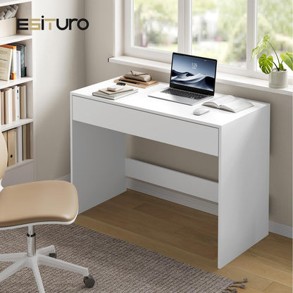 eSituro Schreibtisch mit Schubladen Bürotisch – Weiss 100x50 cm