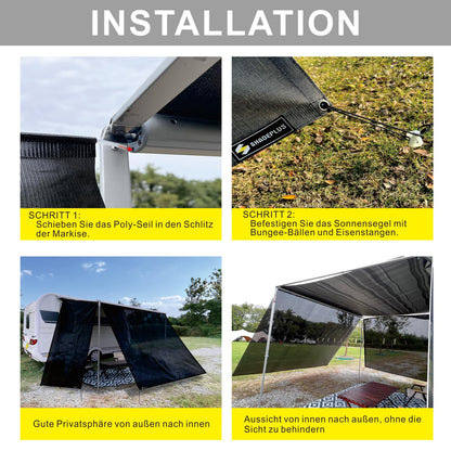 SHADEPLUS Sonnenschutz Wohnmobil Markise 2.46x4.35m - Keder 4.8/6.8mm