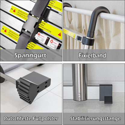 SIMPDIY Teleskopleiter 4,1 m, Aluleiter ausziehbar mit Stabilisator