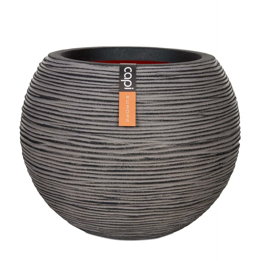 Capi Europe Gefäss Kugel Rib NL Blumentopf 62x48 Anthrazit. Kugelförmiger, gerippter anthrazitfarbener Topf zum Bepflanzen.