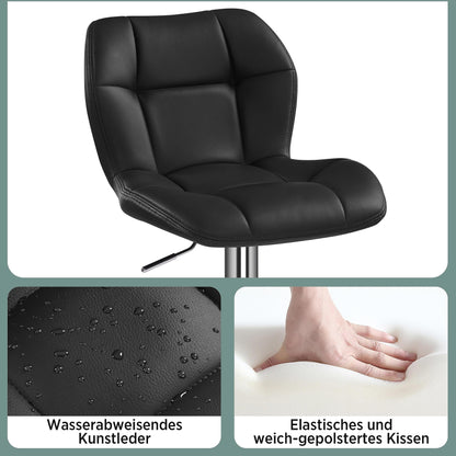 Yaheetech Barhocker 2er Set - Schwarz, höhenverstellbar, PU