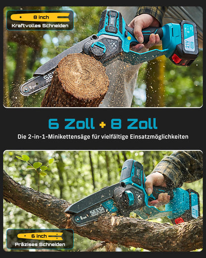 SEESII M8 Ace Mini Akku-Kettensäge 6 & 8 Zoll, 1000 W Brushless