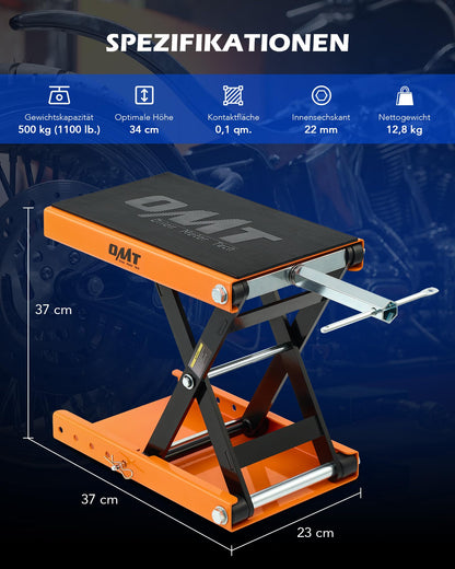 Orion Motor Tech Motorradheber 500kg Scherenheber - Orange