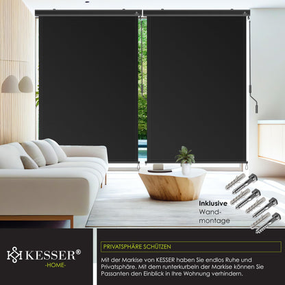 KESSER Senkrechtmarkise 200 x 250 cm Aussenrollo mit Kurbel