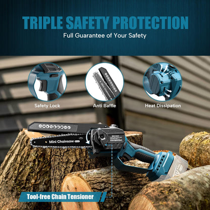 Mini Kettensäge 6/8 Zoll Bürstenlos – Makita 18V kompatibel, Ohne Akku