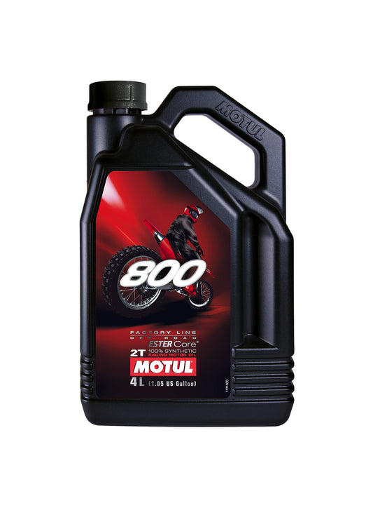 Motul 800 2T Factory Line Off Road 2-Takt-Öl - 4 L, roter Kunststoffkanister. Schmiert Off Road 2-Takt-Motoren.