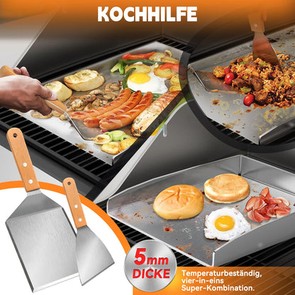 Camxon Universelle Edelstahl Plancha Grillplatte – 40.5x31cm
