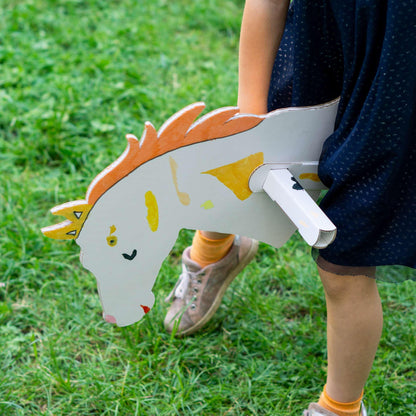 FOLDZILLA Steckenpferde Pappe weiss – 10er Set Hobbyhorse zum Bemalen