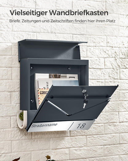 SONGMICS Briefkasten GMB080D01V1 - Personalisiert, Anthrazit-Silbern