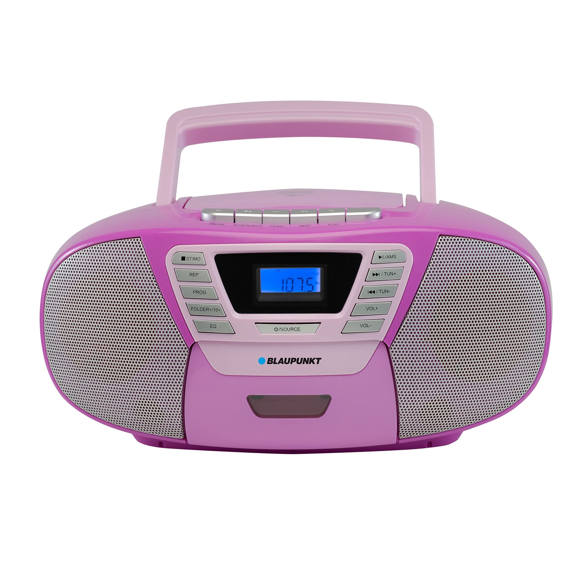 Blaupunkt B 120 Kinder Bluetooth CD Player Boombox – Rosa. Kompakt, rosa. Spielt CDs & Bluetooth-Audio für Kinder ab.