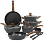 Kitchen Academy Induktion Kochtöpfe Set Granit 12-tlg. Schwarz