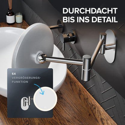 ovimar Kosmetikspiegel Vorupor Silber mit Beleuchtung, 5-fach