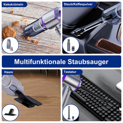 Wirelume Handstaubsauger Akku kabellos, 22000 Pa, 4 in 1, Lila
