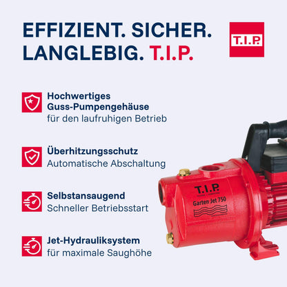T.I.P. 31175 Gartenpumpe Garten-Jet 750 Guss 600 Watt 2.800 l/h