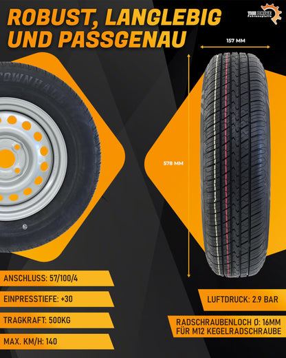 The Drive 155/80R13 Komplettrad Pkw-Anhänger - 4x100 2x