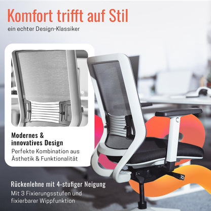Yaasa Chair Classic Ergonomischer Büro-Drehstuhl - Weiss