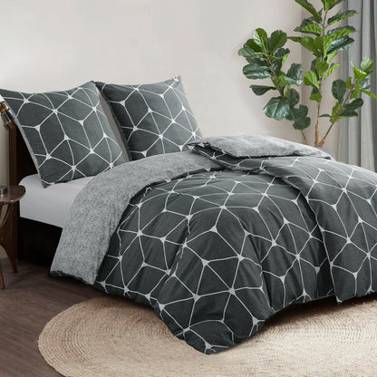 RUIKASI Bettwäsche-Set 135x200 cm Baumwolle 4-teilig Anthrazit