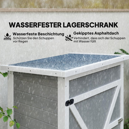 Outsunny Gartenschrank aus Tannenholz, wetterfest, 75x56x115 cm, Grau