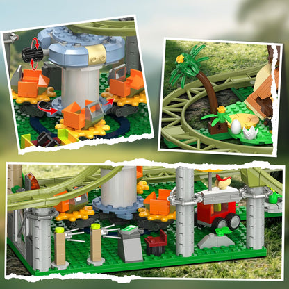 HOGOKIDS Dinosaurier Achterbahn Bausteine Set, 1222 Teile ab 8 Jahren