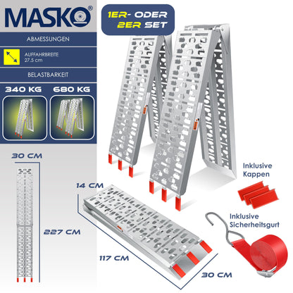 MASKO Auffahrrampe ALU Faltbar Verladerampe 340kg - Silber