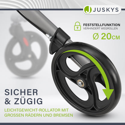 Juskys Vital Rollator Grau – Leicht & Faltbar, Aluminium