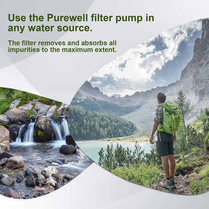Purewell Outdoor-Wasserfilter mit Pumpe, 0,01 Mikron, tragbar