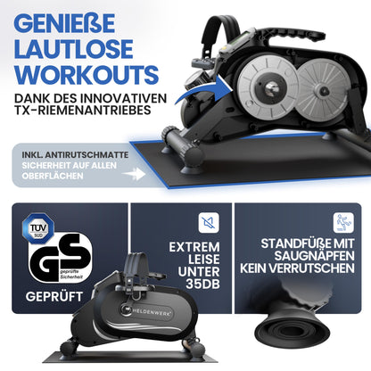 HELDENWERK Pedaltrainer PRO Set – TÜV/GS geprüft & leise