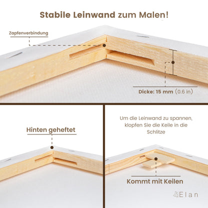 Elan Keilrahmen Leinwand – 90x120 cm 3er Set Baumwolle