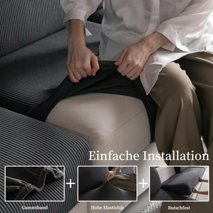 OHSIO Stretch Sofabezug Chaiselongue, rutschfest, waschbar, Dunkelgrau
