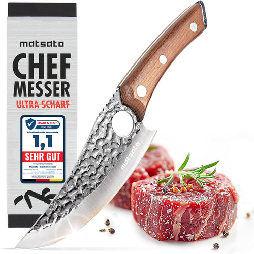 Matsato Küchenmesser Profi 15 cm, japanischer Stahl, Eichenholzgriff zum Schneiden von Fleisch, Gemüse und Kräutern