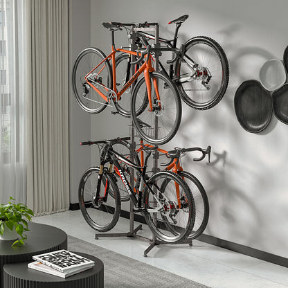 CXWXC Fahrradständer Boden Halterung für 4 Fahrräder – bis 70kg