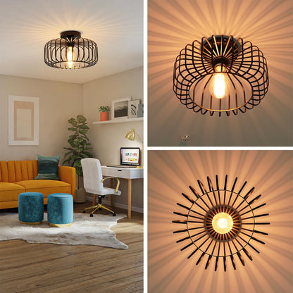 FRIDEKO HOME Deckenlampe Schwarz aus Metall, E27, 1-flammig, Ø 30 cm
