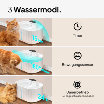 Pretty Paw Aqua Sense Katzenbrunnen kabellos mit Bewegungsmelder weiss