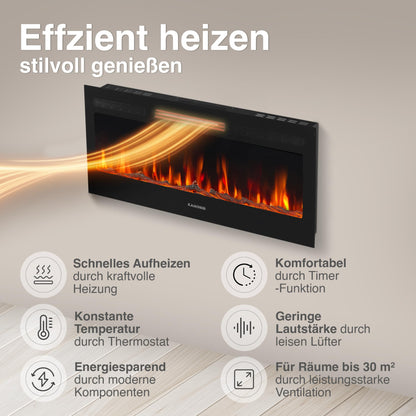 KAMINIO Elektrokamin Marlon 3-in-1 Elektro-Heizkamin 3D Flamme 36 Zoll