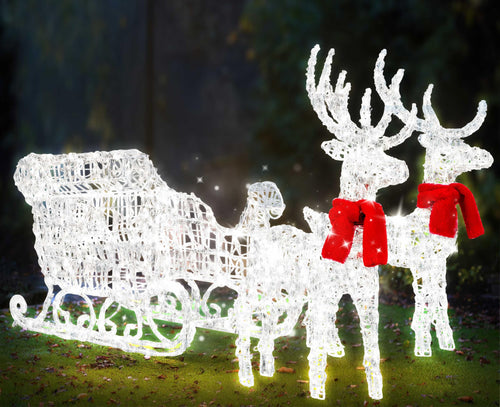 KESSER LED Rentiere mit Schlitten 240er weiss – Aussen & Innen