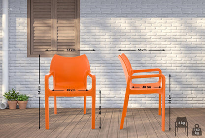 CLP Diva Gartenstuhl 2er-Set mit Armlehnen - Orange
