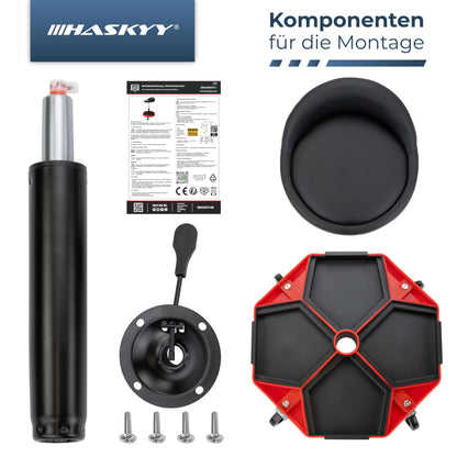 HASKYY Werkstatthocker Rollhocker – Rückenlehne, höhenverstellbar