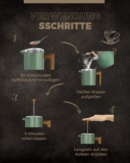 Poliviar French Press Kaffeebereiter 1 Liter, Edelstahl, Grün