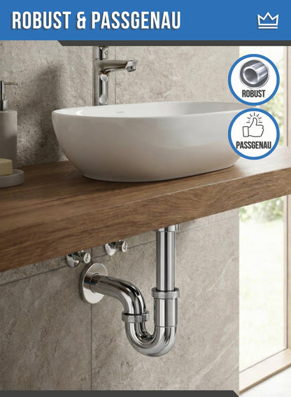 FEINER Universal-Siphon für Waschbecken, Edelstahl verchromt, 2er-Set