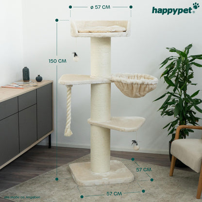 HAPPYPET Cooper Kratzbaum stabil - grosse Katzen 150cm Creme